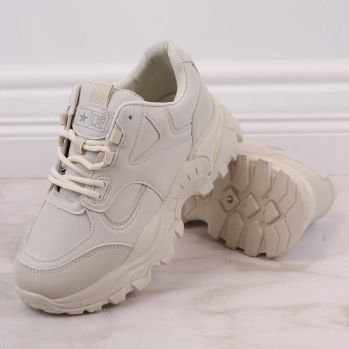 Buty sportowe damskie na platformie beżowe eVento 5465