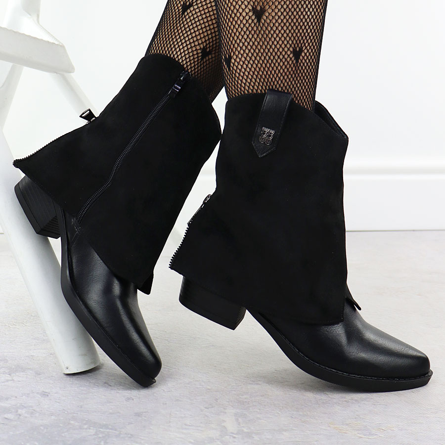 Botki damskie kowbojki czarne Jezzi RMR2382-10