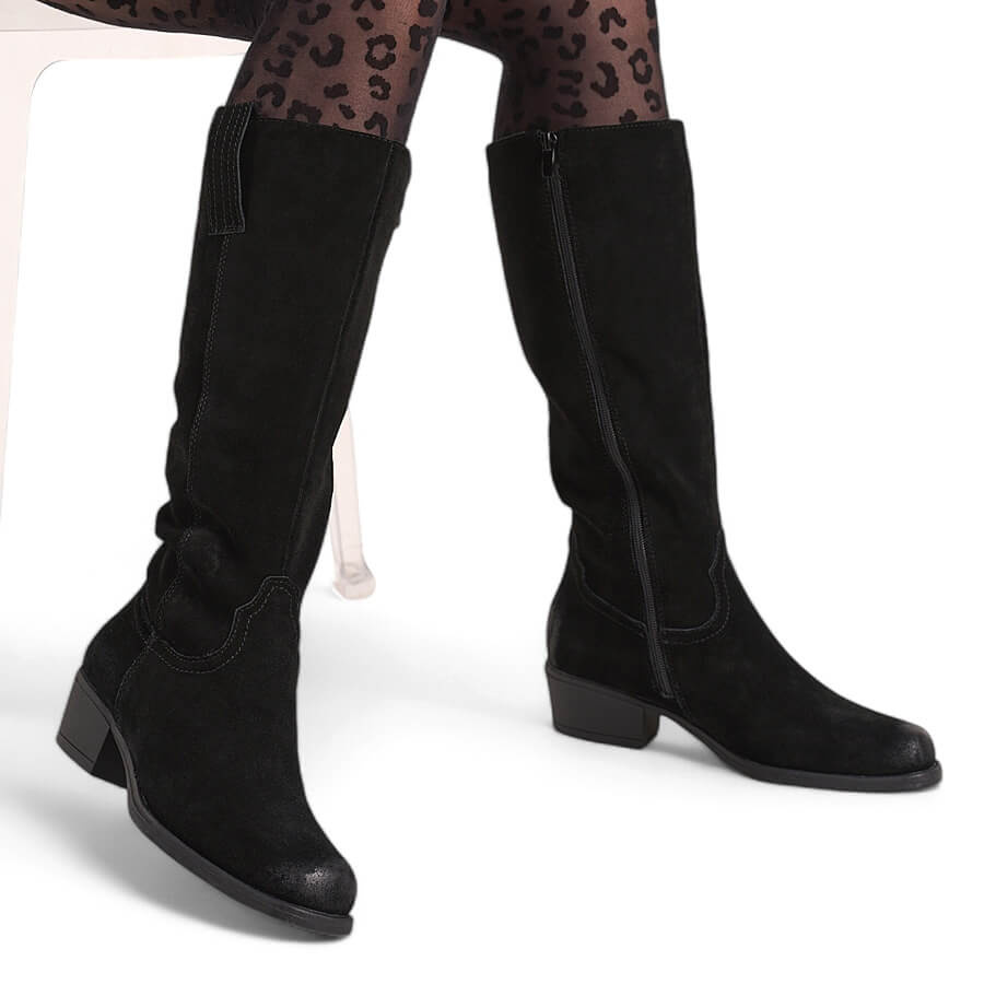 Skórzane kozaki damskie kowbojki czarne Sergio Leone KZ268