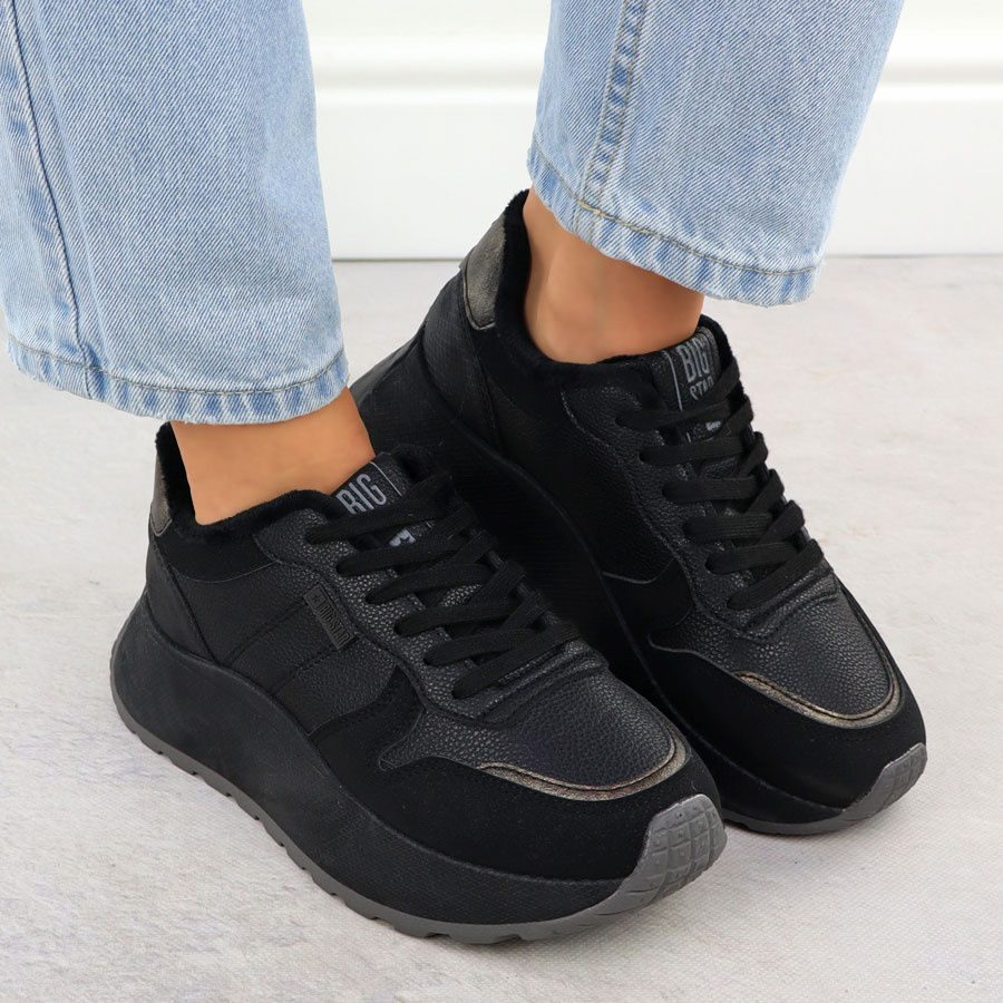 Półbuty ocieplane na platformie czarne Big Star SS274007