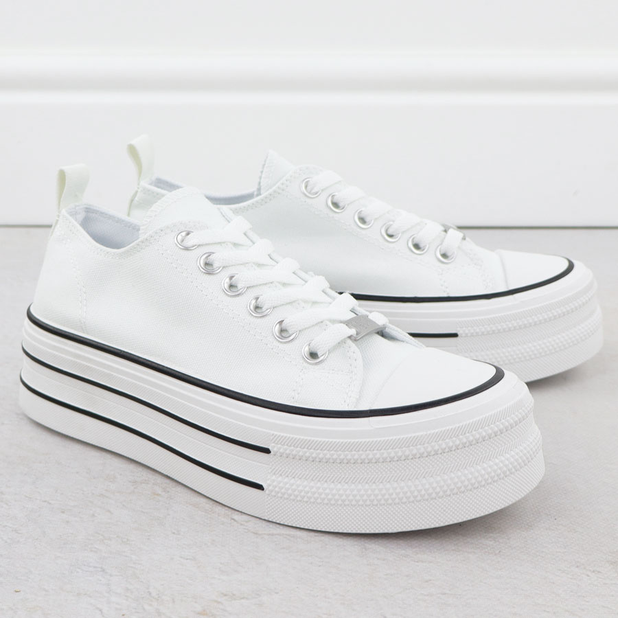 Trampki niskie na platformie białe NEWS 9156