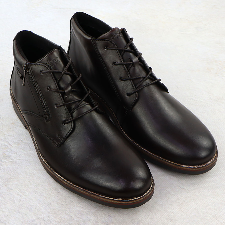 Skórzane wodoodporne trzewiki męskie nieocieplane brązowe Rieker 15324-25